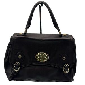 Emma Fox Brown Leather Gold Hardware Flap Satchel BLEMISH